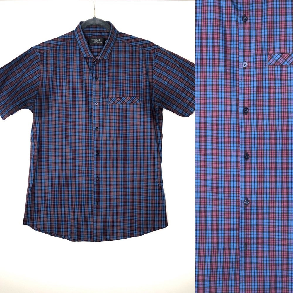 Topman Men's Button Up Plaid Shirt